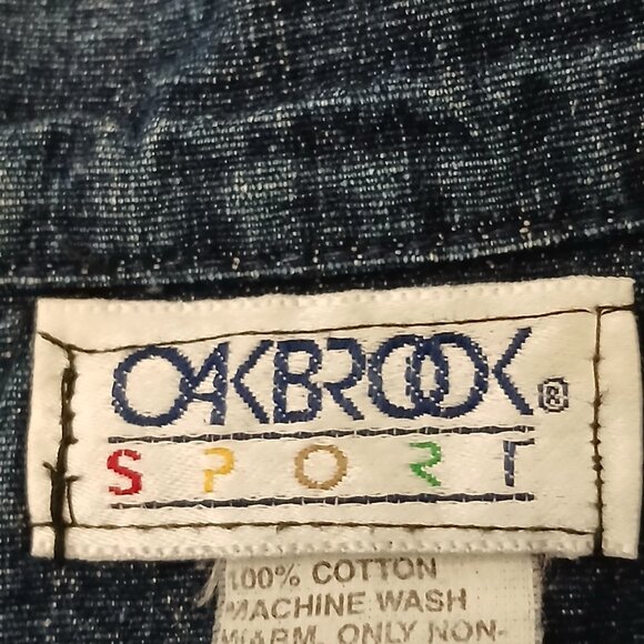 Oakbrook Denim Crop Top Size 8 Vintage 80s Blue Jean Long Sleeve US Made - Picture 8 of 8